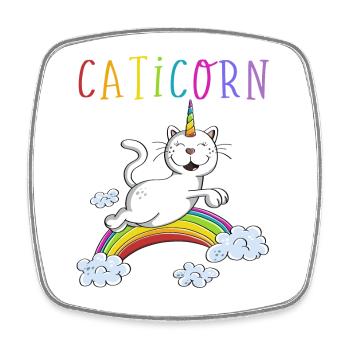 Funny Caticorn Cat - Unicorn Cats Rainbow - Square fridge magnet - white - Front