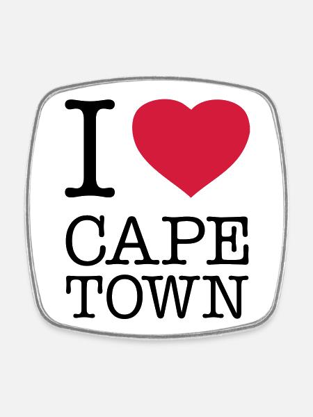I LOVE CAPE TOWN Kapstadt - Firkantet køleskabsmagnet - hvid