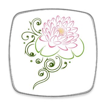 Lotus flower with water lily leaves. lotus. - Square fridge magnet - white - Front