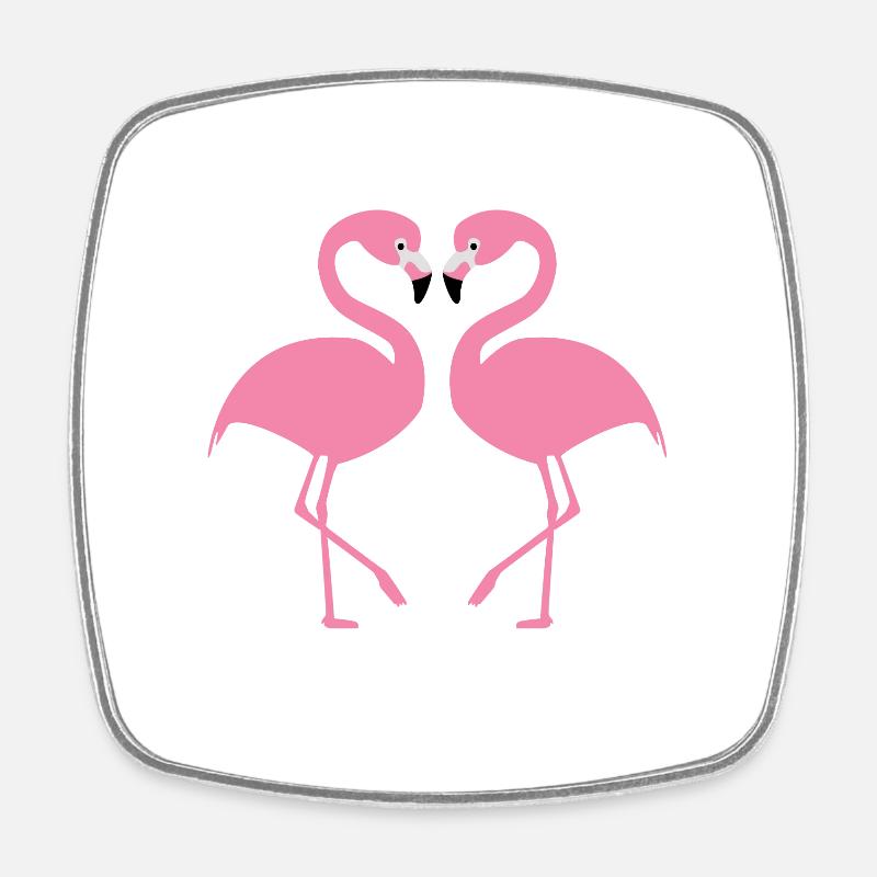 Flamants roses - Magnet carré - blanc