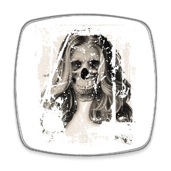 Skull Girl black'n'white - Viereckiger Kühlschrankmagnet - Weiß - Vorne
