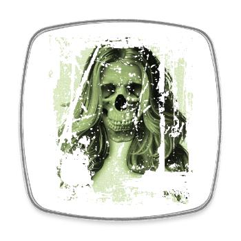 Skull girl green - Square fridge magnet - white - Front