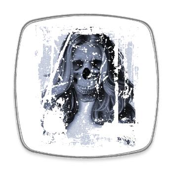 Skull Girl blue - Viereckiger Kühlschrankmagnet - Weiß - Vorne