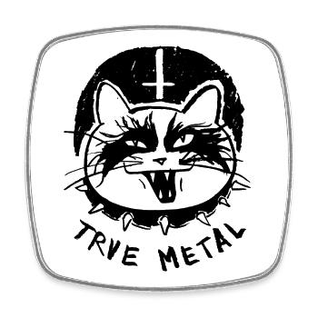 Trve Metal Cat - Square fridge magnet - white - Front