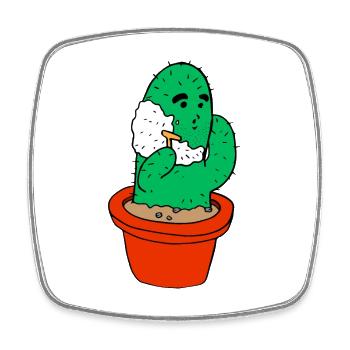 Children's motif: cactus shaves - Square fridge magnet - white - Front