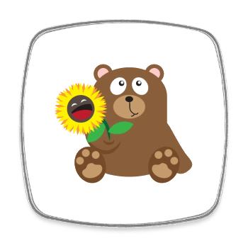33 bear sunflower - Viereckiger Kühlschrankmagnet - Weiß - Vorne
