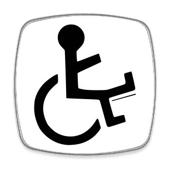Utilisateur d’un fauteuil roulant avec une jambe cassée # - Magnet carré - blanc - Devant