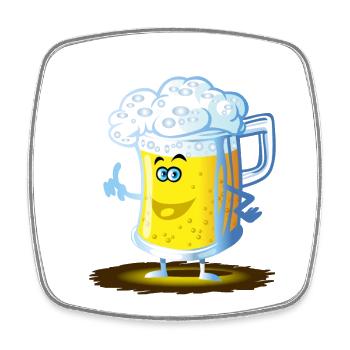 Beer happy toon - Viereckiger Kühlschrankmagnet - Weiß - Vorne