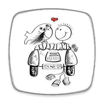 Voiture de mariage avec amour couple de mariage - Magnet carré - blanc - Devant