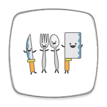 Enfant motif danse coutellerie couverts de la chemise des enfants - Magnet carré - blanc - Devant