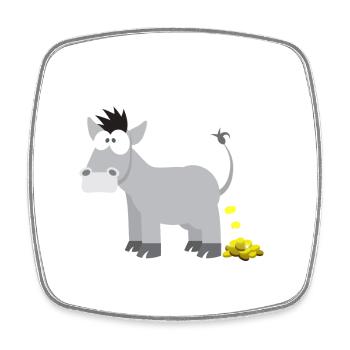 Children's motive donkey animal shirt gift idea gold donkey - Square fridge magnet - white - Front