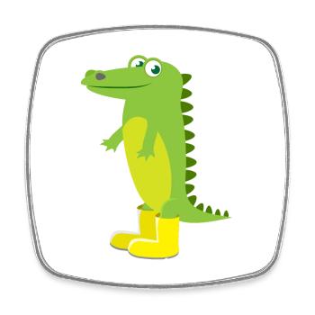 Child motif animal shirt green crocodile gift idea - Square fridge magnet - white - Front
