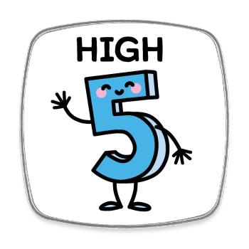 High 5 - cartoon number birthday five years old - Square fridge magnet - white - Front