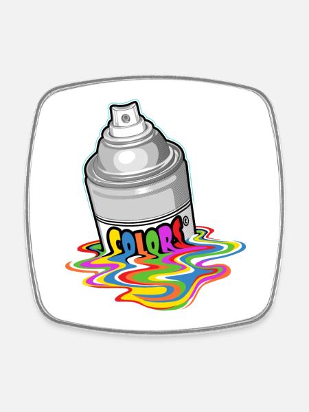 Bombe de peinture qui fond - Magnet carré - blanc