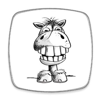 Pferd zeigt endlich Zähne - Lachen - Grins - Pony - Viereckiger Kühlschrankmagnet - Weiß - Vorne