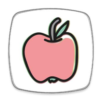 Dessin animé de pomme mignon – Illustration de fruit de Kawaii - Magnet carré - blanc - Devant