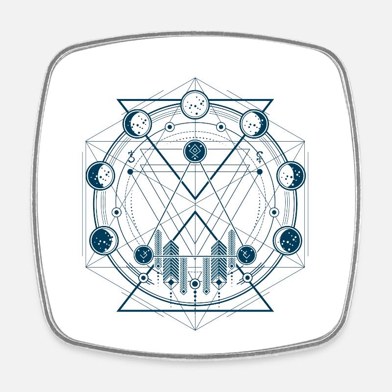 geometry - Square fridge magnet - white