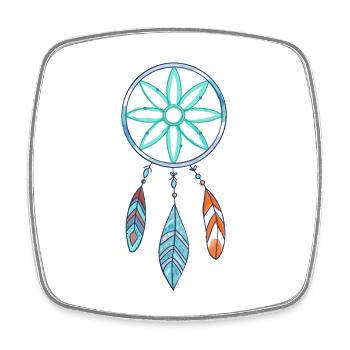 Boho Dreamcatcher Azure Blossom Jewelry - Square fridge magnet - white - Front