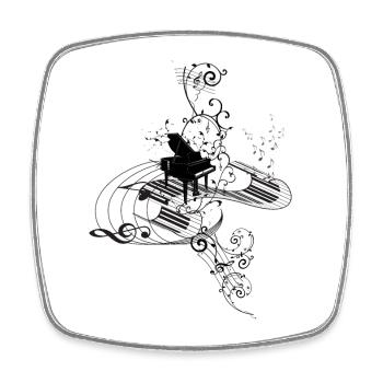 Music, piano with key - Square fridge magnet - white - Front
