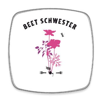 beet sister humor gardening flowers plants organic - Square fridge magnet - white - Front