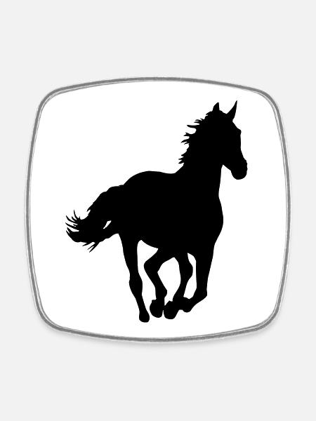 Un cheval - Magnet carré - blanc