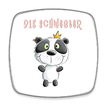 Grande soeur panda ours princesse - Magnet carré - blanc - Devant