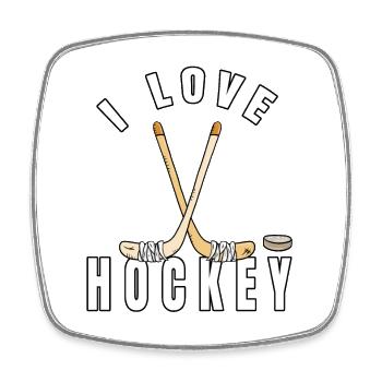 I Love Hockey I Eishockey I Geschenk - Viereckiger Kühlschrankmagnet - Weiß - Vorne
