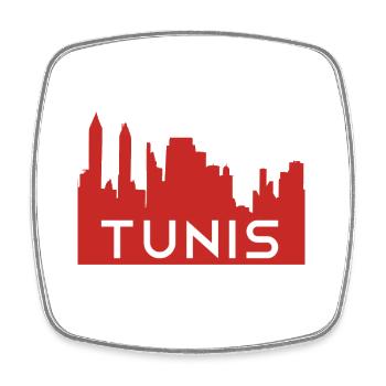 Tunis Skyline Souvenir T-Shirt - Magnet carré - blanc - Devant