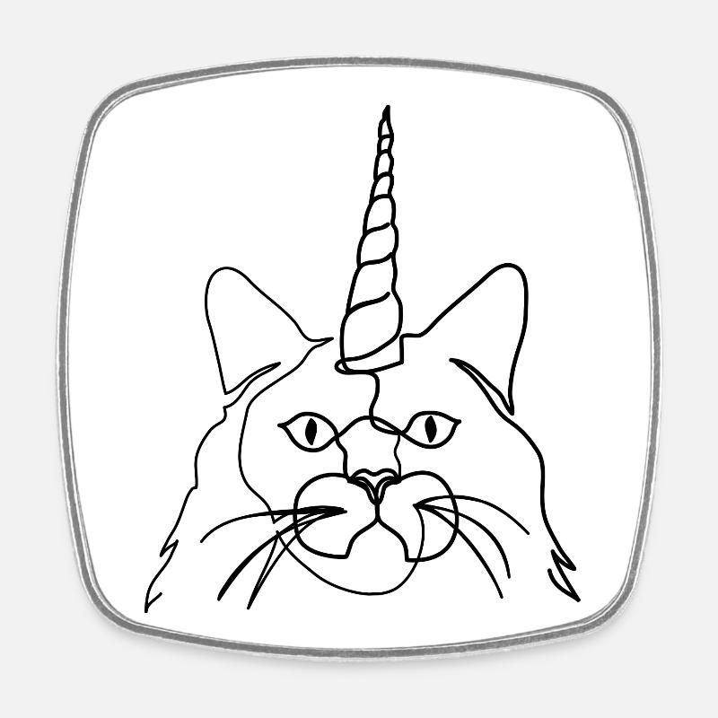 Unicorn Cat - Unicorn Cat - Square fridge magnet - white