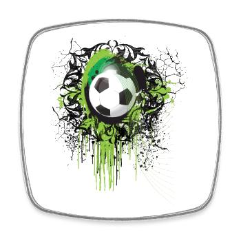 Green Graffiti Soccer Ball - Square fridge magnet - white - Front