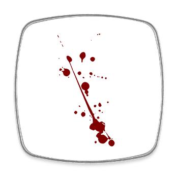 Blutfleck auf dem T-Shirt Blut auf Kleidern - Viereckiger Kühlschrankmagnet - Weiß - Vorne