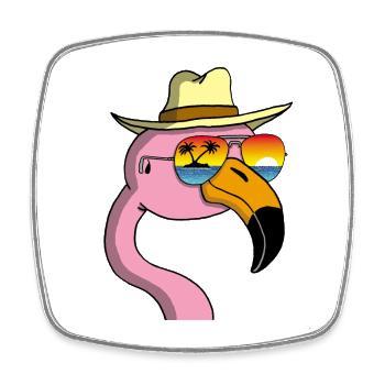 Flamingo on vacation - Square fridge magnet - white - Front
