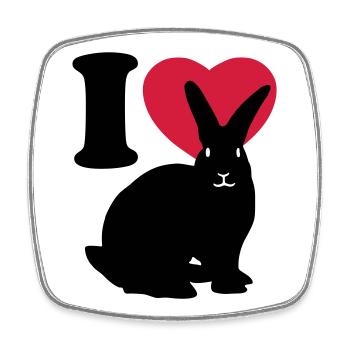 I love rabbits - Square fridge magnet - white - Front
