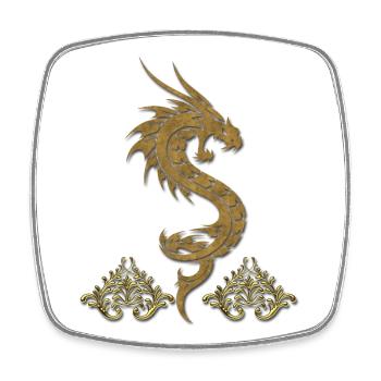wonderful chinese dragon - Square fridge magnet - white - Front
