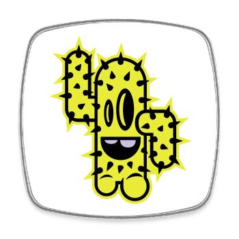 cactus high five comic - Square fridge magnet - white - Front