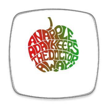 "Apfel-Design" rot - grün von Chris Illustrations - Viereckiger Kühlschrankmagnet - Weiß - Vorne