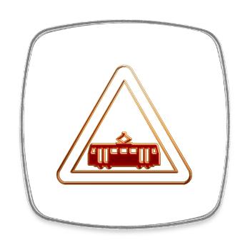 Attention tram 3 - Magnet carré - blanc - Devant