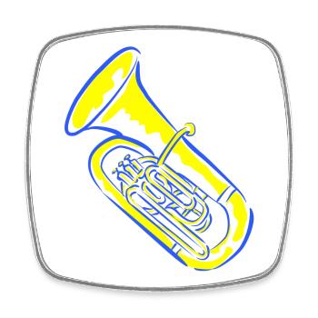 Tuba music in neon colors - Square fridge magnet - white - Front
