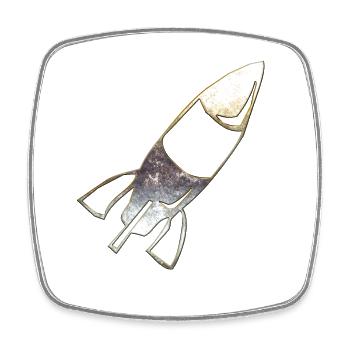 Rocket 15 - Square fridge magnet - white - Front