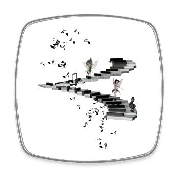 Music, cute fairies dancing on a piano - Square fridge magnet - white - Front