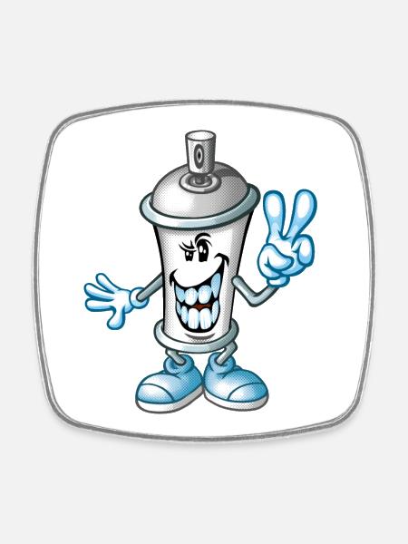 Bombe de peinture cartoon - Magnet carré - blanc