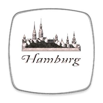Hamburg - Square fridge magnet - white - Front