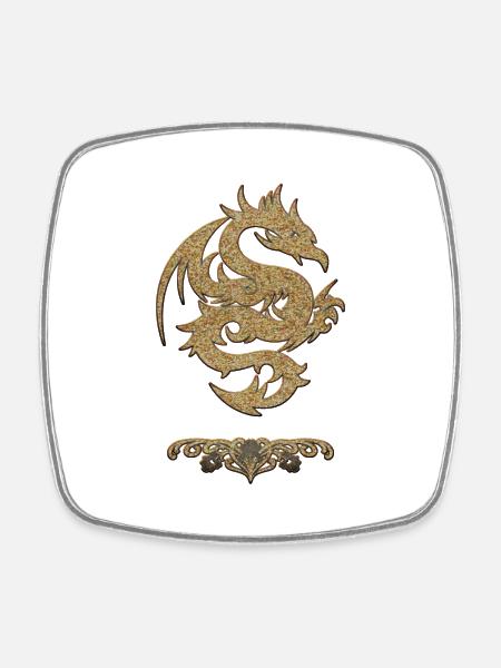 Merveilleux dragon chinois - Magnet carré - blanc