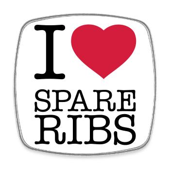 I LOVE SPARE RIBS - Square fridge magnet - white - Front