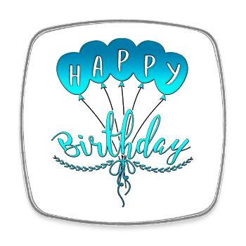 Ballon d'anniversaire - Magnet carré - blanc - Devant
