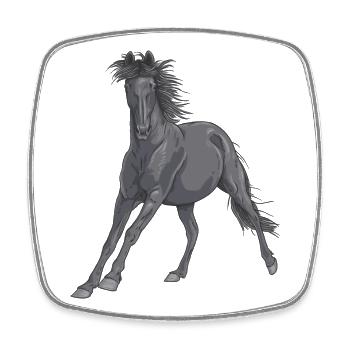 Black Horse - Square fridge magnet - white - Front