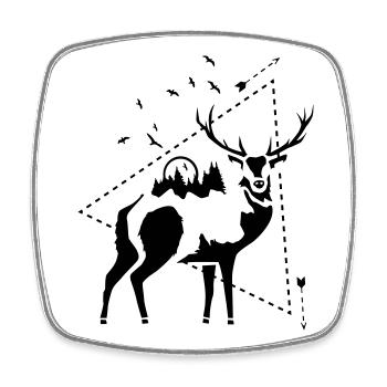 HIRSCH - NATURE - Square fridge magnet - white - Front