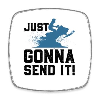 Snowmobiling Snowmobile - Square fridge magnet - white - Front