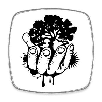 Ein Baum in einer Hand - Viereckiger Kühlschrankmagnet - Weiß - Vorne