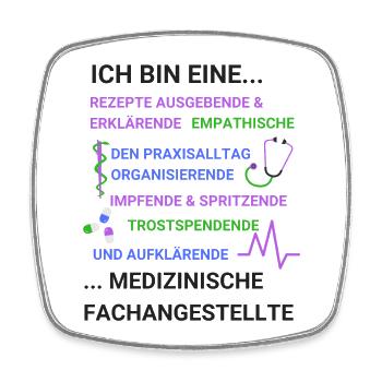 Arzthelferin MFA Tätigkeiten Spruch - Viereckiger Kühlschrankmagnet - Weiß - Vorne